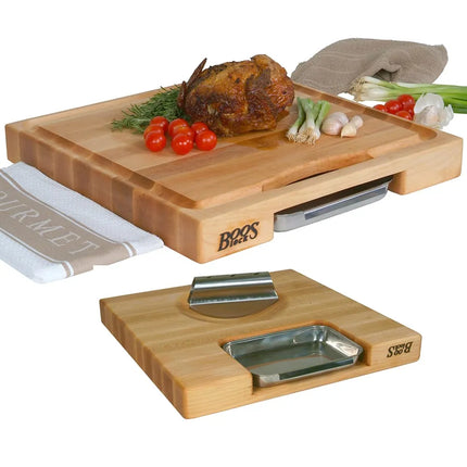 Bộ Quà Tặng John Boos PM18180225-P-RK Thớt 45.7 x 45.7 x 5.7 cm, Chảo & Dao Rocker, Màu Kem