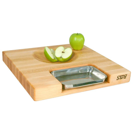 Bộ Quà Tặng John Boos PM18180225-P-RK Thớt 45.7 x 45.7 x 5.7 cm, Chảo & Dao Rocker, Màu Kem