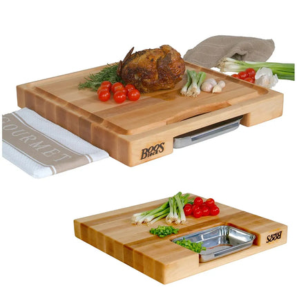 Bộ Quà Tặng Thớt Gỗ Phong John Boos PM18180225-P 45.7 x 45.7 x 5.7 cm, Kèm Chảo