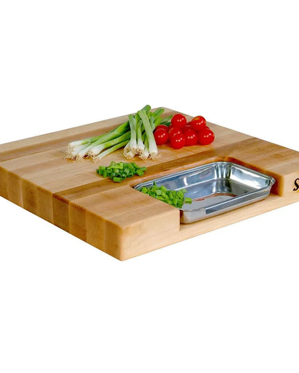 Bộ Quà Tặng Thớt Gỗ Phong John Boos PM18180225-P 45.7 x 45.7 x 5.7 cm, Kèm Chảo