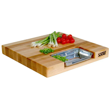 Bộ Quà Tặng Thớt Gỗ Phong John Boos PM18180225-P 45.7 x 45.7 x 5.7 cm, Kèm Chảo
