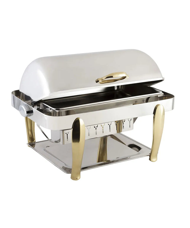 Bon Chef 10040 Full Size Chafer w/ Roll Top Lid & Chafing Fuel Heat