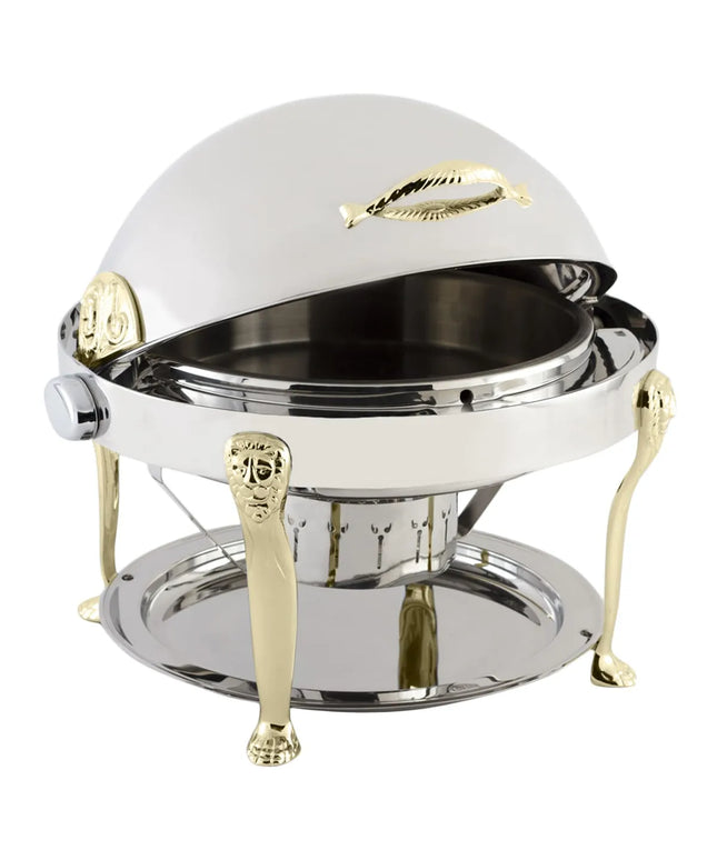 Bon Chef 18000 8 qt Round Chafer w/Roll-top Lid & Chafing Fuel Heat