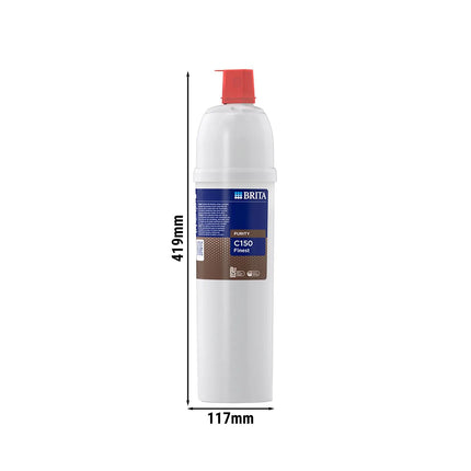 BRITA | Commercial PURITY Finest C150 Water Filter Cartridge – Espresso Machines – Gold‑brown Crema – 1,100 L @10°dH – 0% Bypass