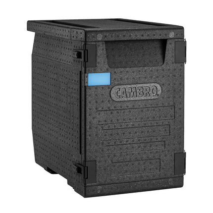 CAMBRO | Cam GoBox® Frontloader – GN 1/1 – Black lid – 440×640×625 mm – Plate compartment – 4h temperature hold