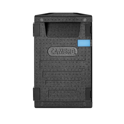 CAMBRO | Cam GoBox® Frontloader – GN 1/1 – Black lid – 440×640×625 mm – Plate compartment – 4h temperature hold