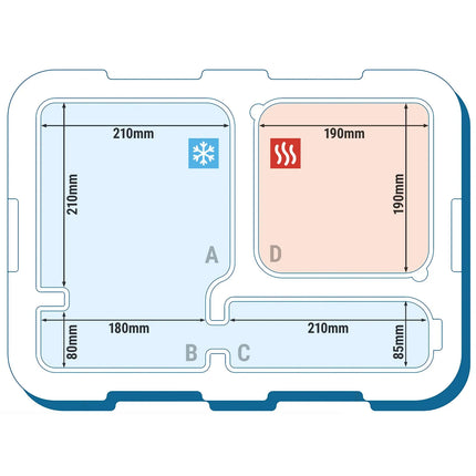 CAMBRO | Cam GoBox® Meal Transport Box – 4‑compartment – 485×350×165 mm – Blue