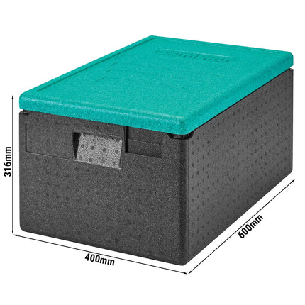CAMBRO | Cam GoBox® Toploader – 600×400×316 mm – Green lid – 4h temp hold