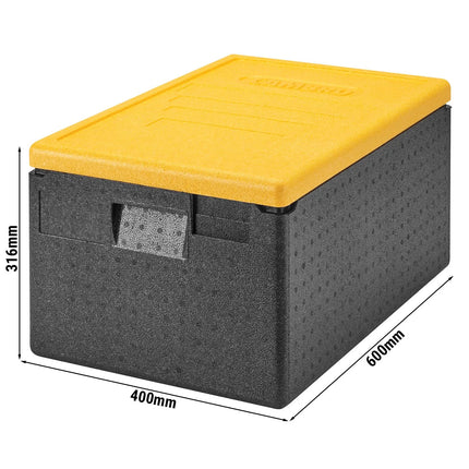CAMBRO | Cam GoBox® Toploader – 600×400×316 mm – Yellow lid – 4h temp hold