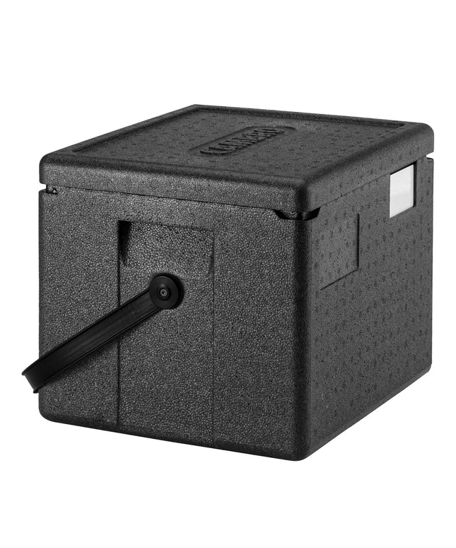 CAMBRO | Cam GoBox® Toploader – GN 1/2 – Black lid – 390×330×316 mm – Carry strap – 4h temperature hold