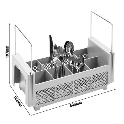CAMBRO | CAMRACK® 1/2-Size Cutlery Basket – Dishwasher Insert – 8 Compartments – 500×184×197 mm