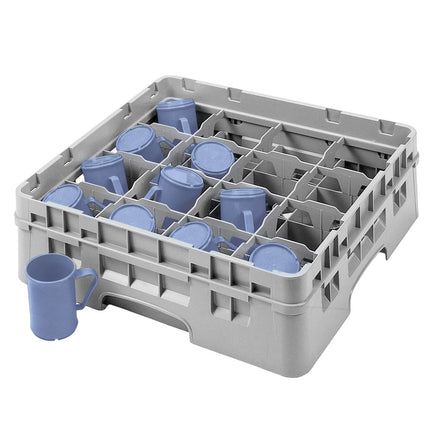CAMBRO | CAMRACK® Cup & Mug Dishwasher Rack – 16 Compartments – 500×500 mm – 143 mm H – Grey