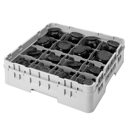 CAMBRO | CAMRACK® Cup & Mug Dishwasher Rack – 16 Compartments – 500×500 mm – 143 mm H – Grey