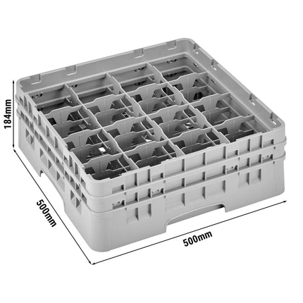 CAMBRO | CAMRACK® Cup & Mug Dishwasher Rack – 16 Compartments – 500×500 mm – 184 mm H – Grey