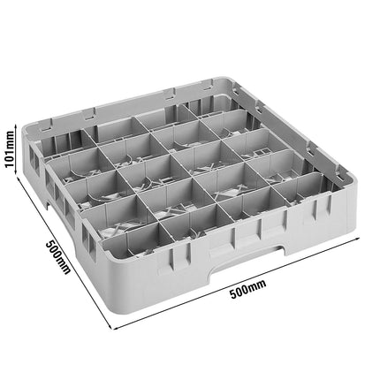 CAMBRO | CAMRACK® Cup & Mug Dishwasher Rack – 20 Compartments – 500×500 mm – Grey – H 101 mm