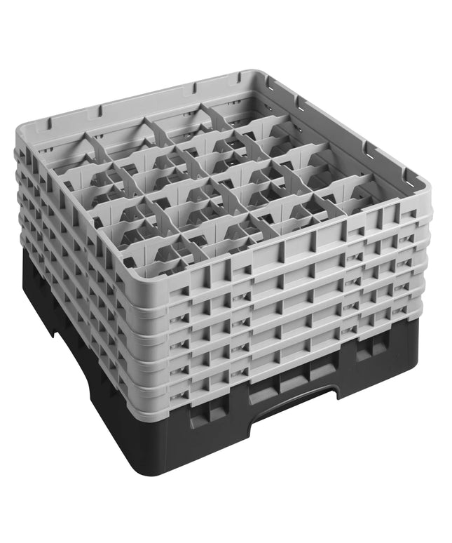 CAMBRO | CAMRACK® Glass & Tumbler Dishwasher Rack – 16 Compartments – 500×500 mm – 308 mm H – Black