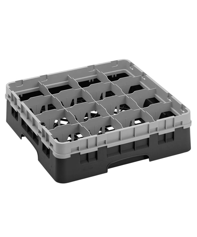 CAMBRO | CAMRACK® Glass & Tumbler Dishwasher Rack – 16 Compartments – 500×500 mm – 143 mm H – Black
