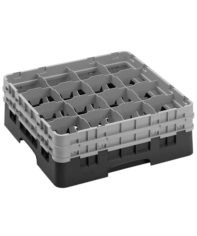 CAMBRO | CAMRACK® Glass & Tumbler Dishwasher Rack – 16 Compartments – 500×500 mm – 184 mm H – Black