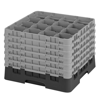 CAMBRO | CAMRACK® Glass & Tumbler Dishwasher Rack – 16 Compartments – 500×500 mm – 349 mm H – Black