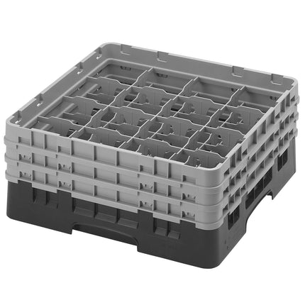 CAMBRO | CAMRACK® Glass & Tumbler Dishwasher Rack – 16 Compartments – 500×500 mm – 225 mm H – Black