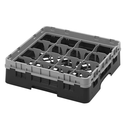 CAMBRO | CAMRACK® Glass & Tumbler Dishwasher Rack – 16 Compartments – 500×500 mm – 143 mm H – Black