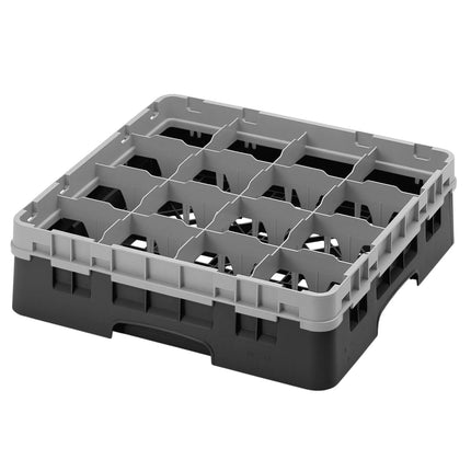 CAMBRO | CAMRACK® Glass & Tumbler Dishwasher Rack – 16 Compartments – 500×500 mm – 143 mm H – Black
