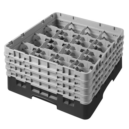 CAMBRO | CAMRACK® Glass & Tumbler Dishwasher Rack – 16 Compartments – 500×500 mm – 267 mm H – Black