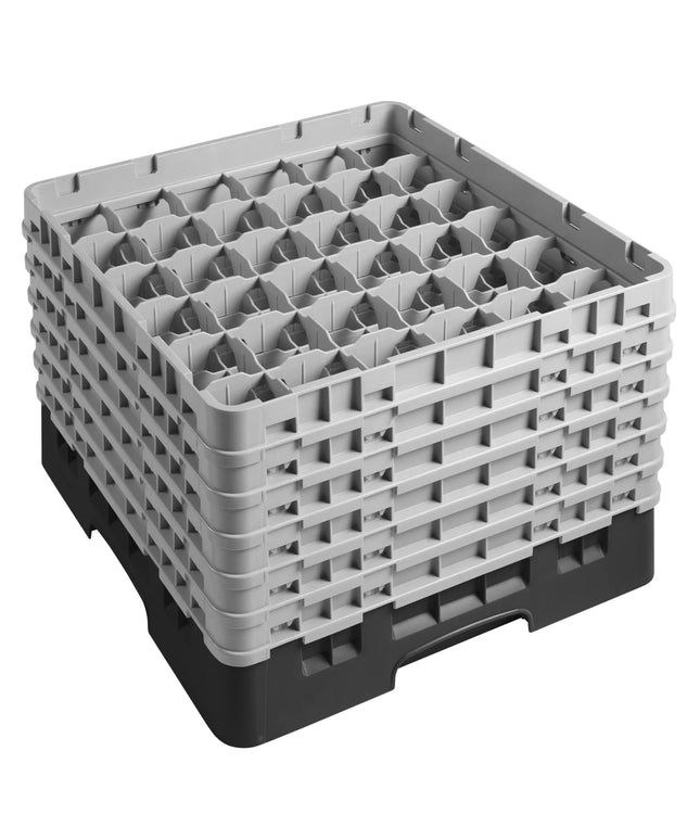 CAMBRO | CAMRACK® Glasswasher Rack – 36 Compartments – 500×500 mm – Black – 1 Extender – 349 mm high