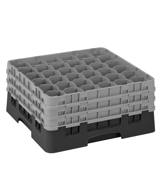 CAMBRO | CAMRACK® Glasswasher Rack – 36 Compartments – 500×500 mm – Black – 1 Extender – 225 mm high