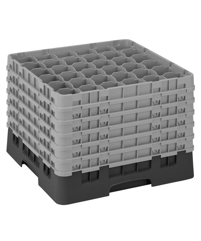 CAMBRO | CAMRACK® Glasswasher Rack – 36 Compartments – 500×500 mm – Black – 1 Extender – 349 mm high