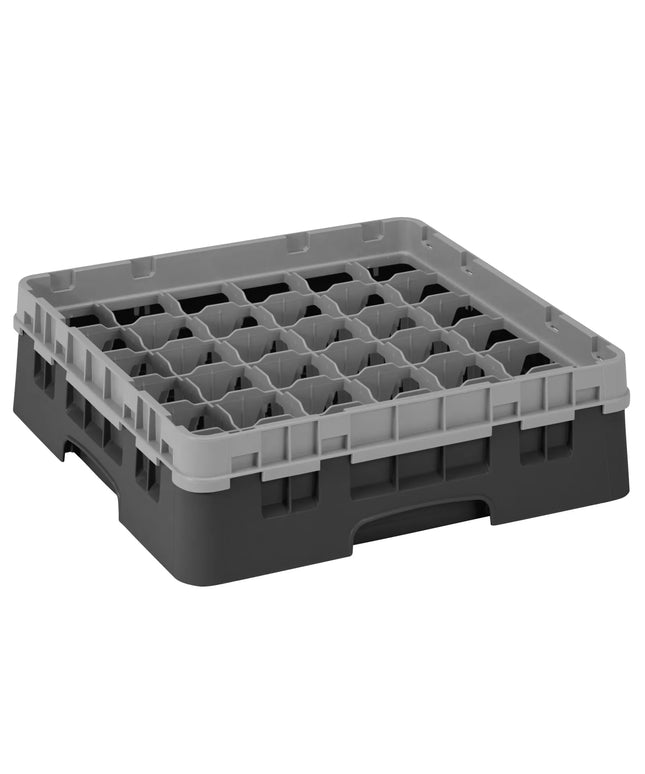 CAMBRO | CAMRACK® Glasswasher Rack – 36 Compartments – 500×500 mm – Black – 1 Extender – 143 mm high