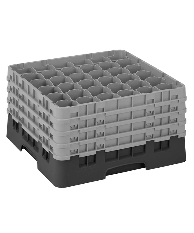 CAMBRO | CAMRACK® Glasswasher Rack – 36 Compartments – 500×500 mm – Black – 1 Extender – 267 mm high