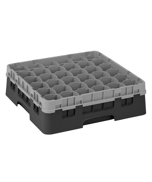 CAMBRO | CAMRACK® Glasswasher Rack – 36 Compartments – 500×500 mm – Black – 1 Extender – 143 mm high