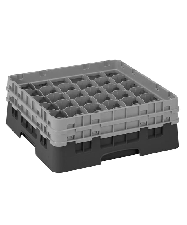 CAMBRO | CAMRACK® Glasswasher Rack – 36 Compartments – 500×500 mm – Black – 1 Extender – 184 mm high