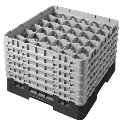 CAMBRO | CAMRACK® Glasswasher Rack – 36 Compartments – 500×500 mm – Black – 1 Extender – 349 mm high