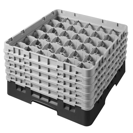 CAMBRO | CAMRACK® Glasswasher Rack – 36 Compartments – 500×500 mm – Black – 1 Extender – 308 mm high