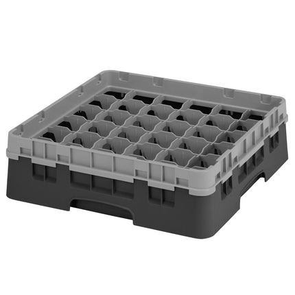CAMBRO | CAMRACK® Glasswasher Rack – 36 Compartments – 500×500 mm – Black – 1 Extender – 143 mm high