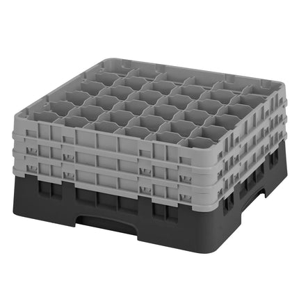CAMBRO | CAMRACK® Glasswasher Rack – 36 Compartments – 500×500 mm – Black – 1 Extender – 225 mm high