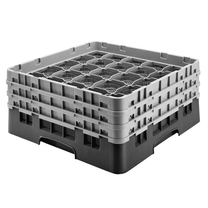 CAMBRO | CAMRACK® Glasswasher Rack – 36 Compartments – 500×500 mm – Black – 1 Extender – 184 mm high