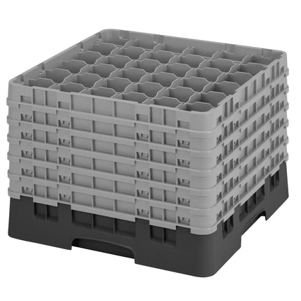 CAMBRO | CAMRACK® Glasswasher Rack – 36 Compartments – 500×500 mm – Black – 1 Extender – 349 mm high