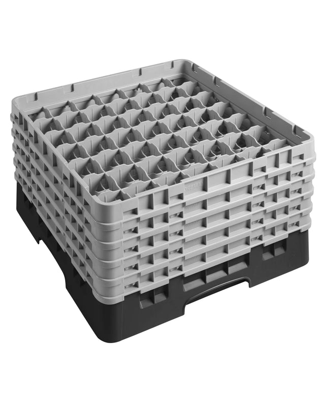 CAMBRO | CAMRACK® Glasswasher Rack – 49-Compartment – 500x500 mm – Ø62 mm – Black – 308 mm high