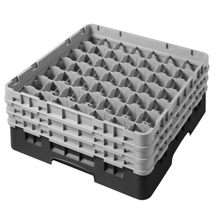 CAMBRO | CAMRACK® Glasswasher Rack – 49-Compartment – 500x500 mm – Ø62 mm – Black – 225 mm high