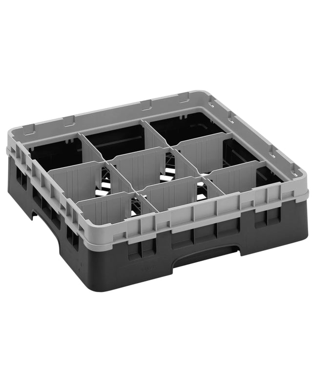 CAMBRO | CAMRACK® Glasswasher Rack – 9-Compartment, 1 Extender – 500×500×143 mm – Black
