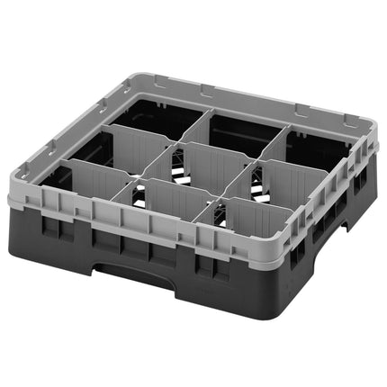 CAMBRO | CAMRACK® Glasswasher Rack – 9-Compartment, 1 Extender – 500×500×143 mm – Black