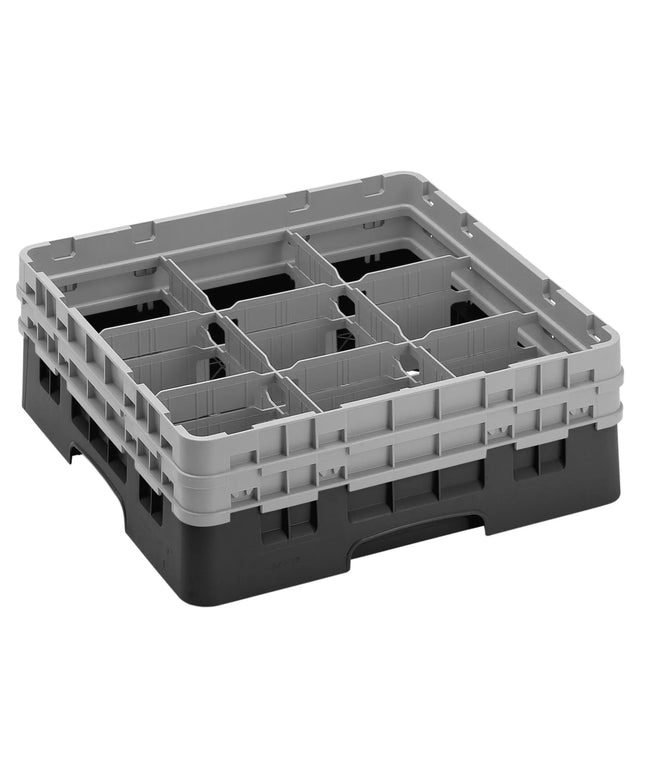 CAMBRO | CAMRACK® Glasswasher Rack – 9-Compartment, 1 Extender – 500×500×184 mm – Black