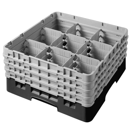 CAMBRO | CAMRACK® Glasswasher Rack – 9-Compartment, 1 Extender – 500×500×267 mm – Black