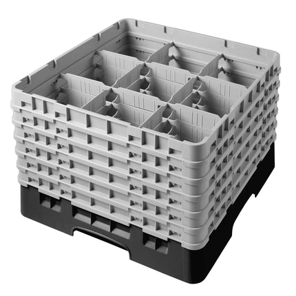 CAMBRO | CAMRACK® Glasswasher Rack – 9-Compartment, 1 Extender – 500×500×350 mm – Black