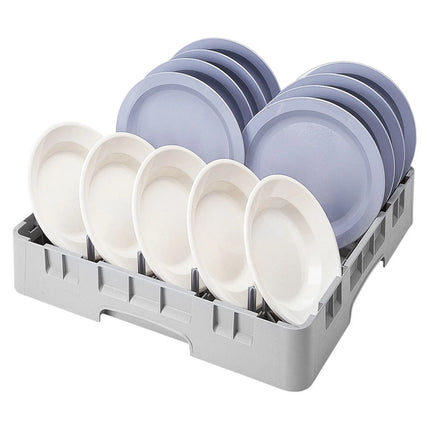 CAMBRO | CAMRACK® Peg Plate Rack – 5×9 – 500x500 mm – Grey – H 101 mm – Configurable for deep plates & lids (5/9 layouts)
