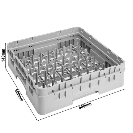 CAMBRO | CAMRACK® Peg Plate Rack – 5×9 – 500x500 mm – Grey – H 143 mm – Configurable for deep plates & lids (5/9 layouts)