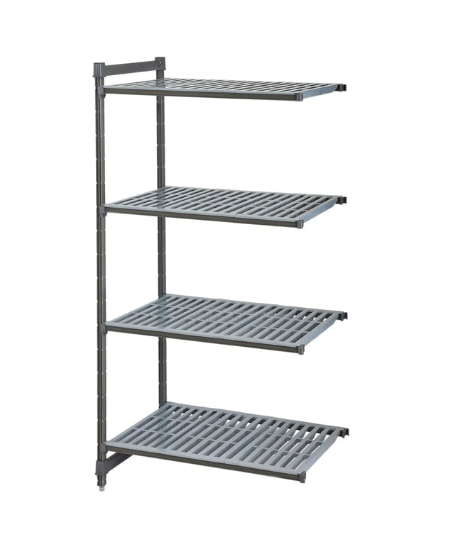 CAMBRO | Camshelving® Commercial Basics Plus Add-On Shelving Unit - 4 Slotted Shelves - 870×460 mm - Graphite Grey